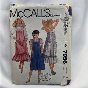 McCall's Laura Ashley VTG Dress Sewing Pattern Cottagecore Uncut 1982 Size 8